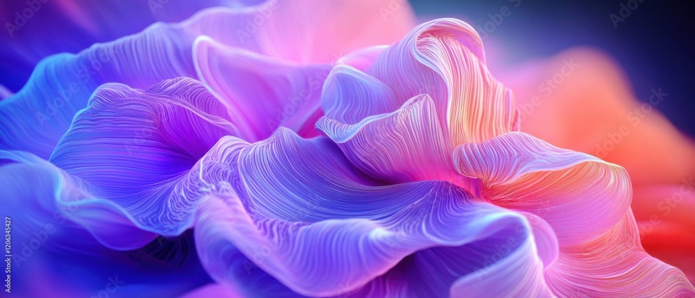 Aufkleber abstract flowing lines with vibrant gradient colors of purple, pink and orange, creating a smooth an
