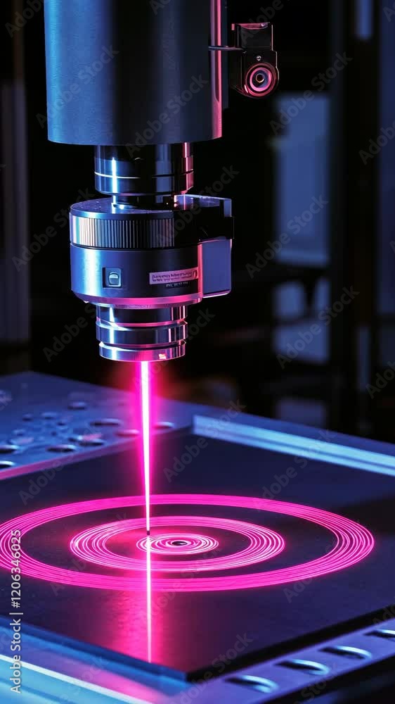 Poster microscopic laser cutting process in a laboratory setting demonstrating precise technology at work