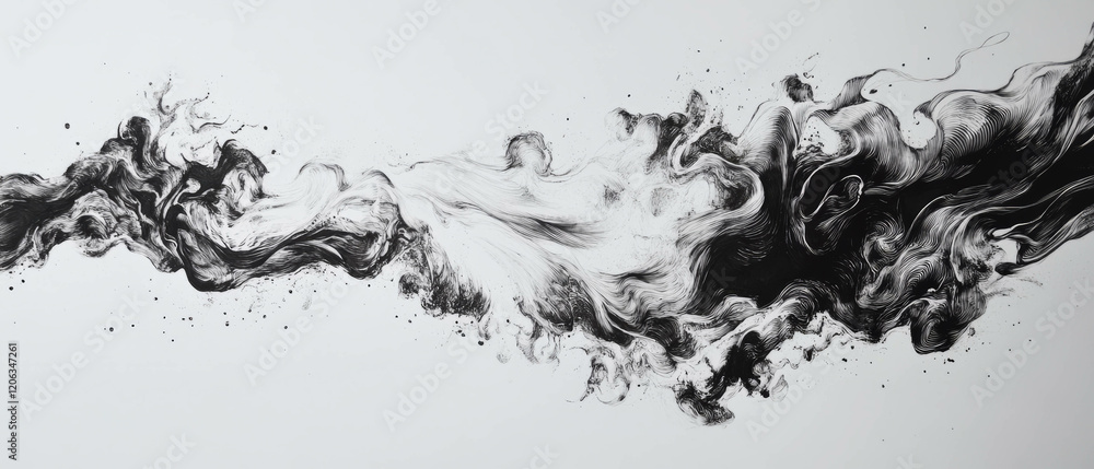 Poster ink flowing gracefully across smooth paper creating artful patterns