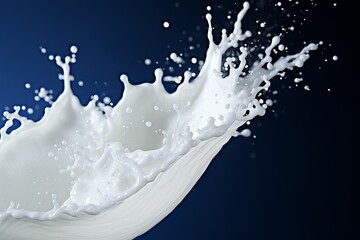Creative moment of milk splash captured against dark backdrop in low light. Generative AI