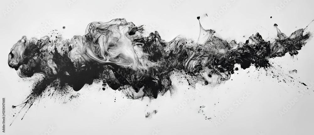 Poster exploration of dynamic ink spills revealing unique textures and forms