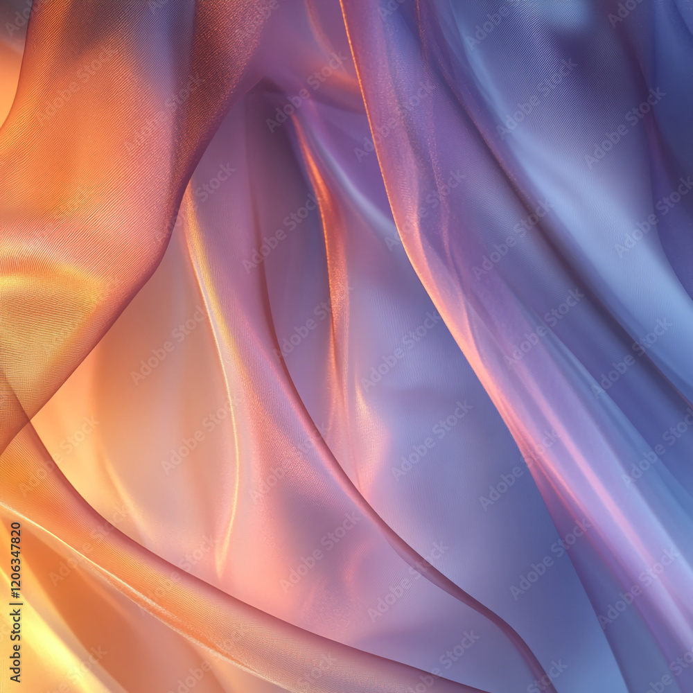 Poster Soft flowing fabric in vibrant colors creates an elegant and dynamic visual display in a studio setting