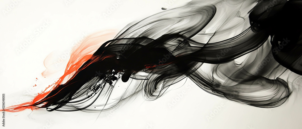 Poster elegant calligraphy ink textures showcasing dynamic colors and flowing lines in artistic expression