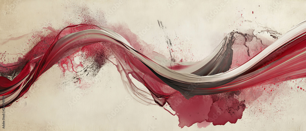 Poster elegant ink textures and vibrant colors create a flowing calligraphy style design