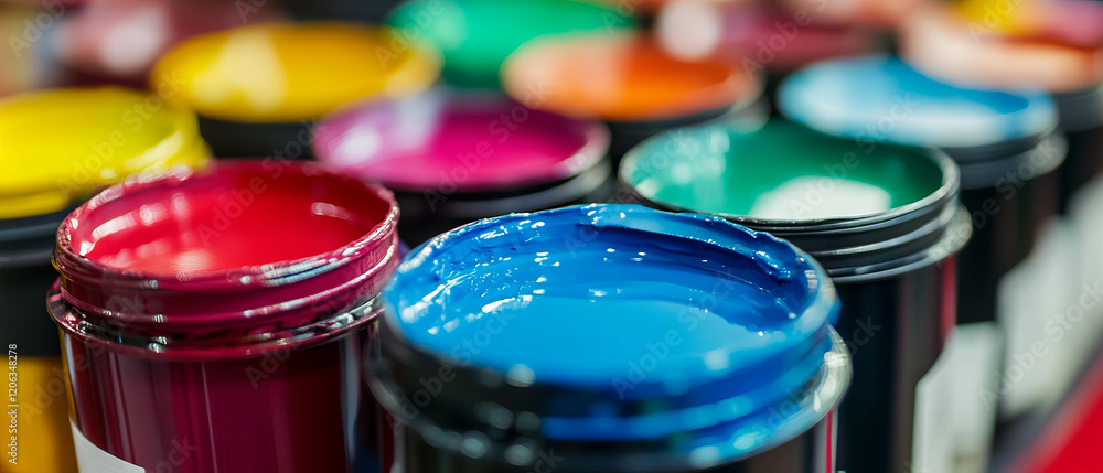 Poster Exploring vibrant colors and textures of ink used in precise printing techniques