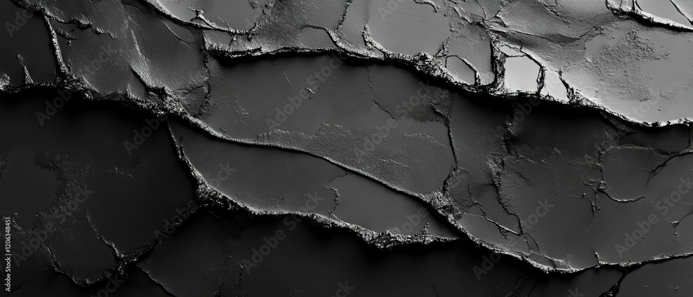 Poster exploring the intricate textures of black ink applied with a brush on canvas