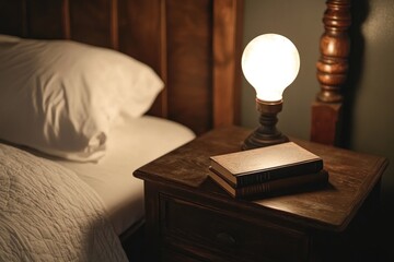 Nightstand Serenity: Books and a Gentle Light