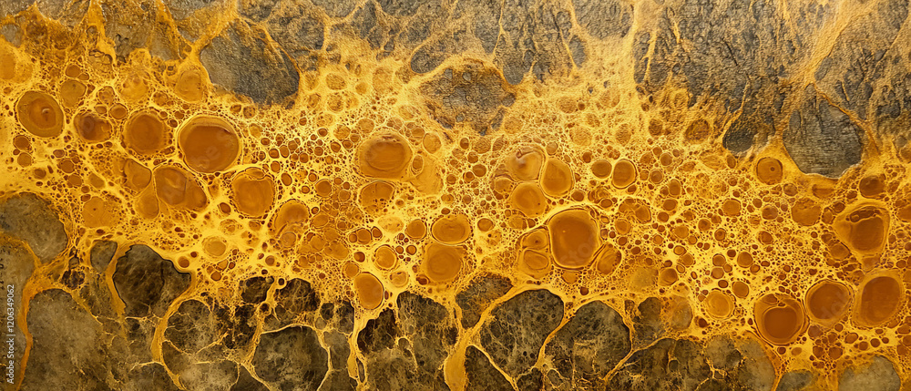 Poster creating textured patterns with ink and sponge for artistic expression and exploration