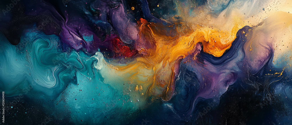 Poster exploring the dynamic texture of ink with varying viscosities and flow effects