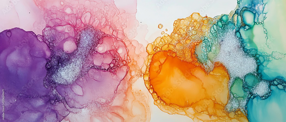 Poster creating textured ink patterns with salt for artistic expression and vibrant effects