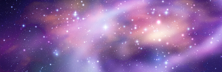 Space vector background with realistic nebula and shining stars. Magic colorful galaxy with stardust