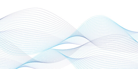 Fototapeta premium Abstract wave of the blue and other colored blend lines. Abstract blue smooth wave on a white background. Dynamic sound wave isolated. Creative line art. Vector illustration