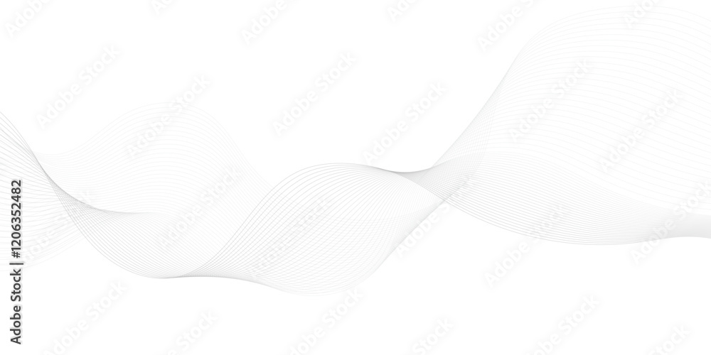 Poster abstract flowing wave curved lines on transparent background. black gradient smooth curve line shape