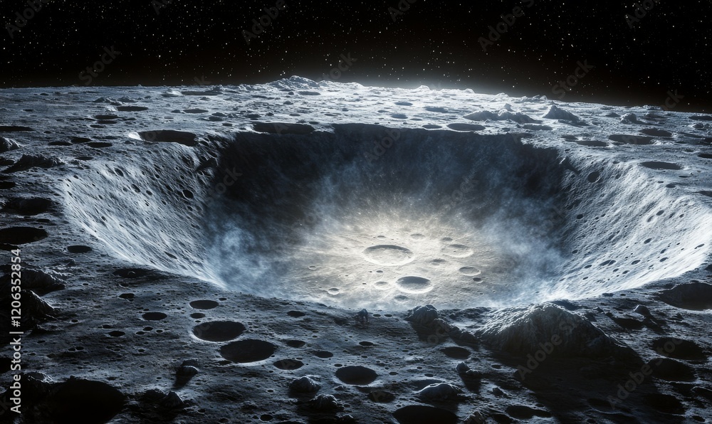 Poster a close-up view of the moon with craters and clouds in the foreground