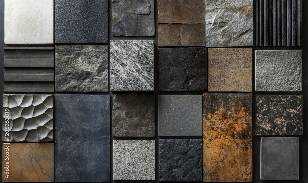 Poster a collection of square and rectangular tiles with different textures