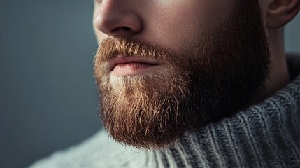 Obraz premium Close-up of caucasian man sporting well-groomed ginger beard and mustache
