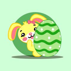 Yellow Bunnies With Easter Eggs in Cute Illustrations