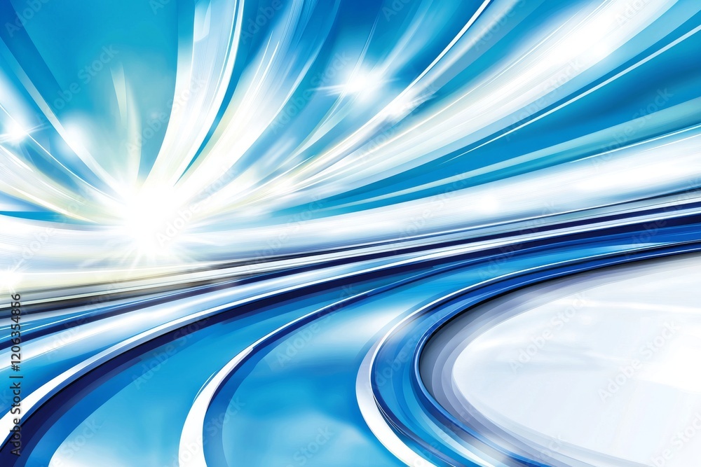 Poster dynamic blue abstract background with light rays and flowing lines for modern design projects