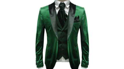 Green suit vest jacket on transparent background
