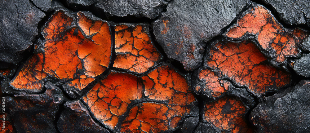 Poster exploring the striking texture of lava rock with jagged edges and a porous surface