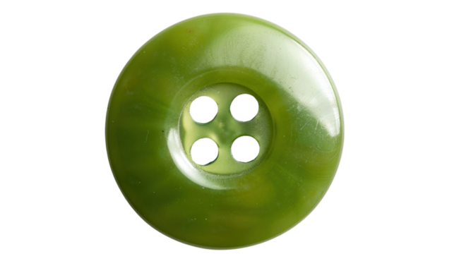Green round four-hole button on transparent background - Powered by Adobe