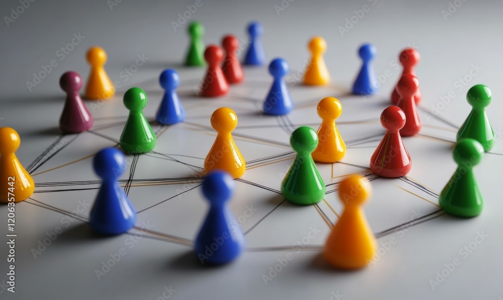 Aufkleber abstract business contacts represented by interconnected figures, symbolizing networking and collabo