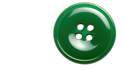 Green round four-hole button on transparent background