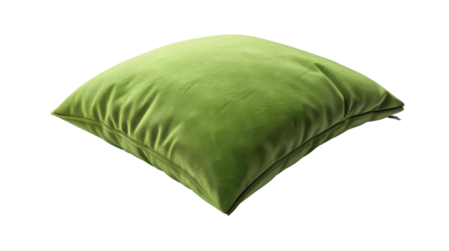 Green pillow on transparent background