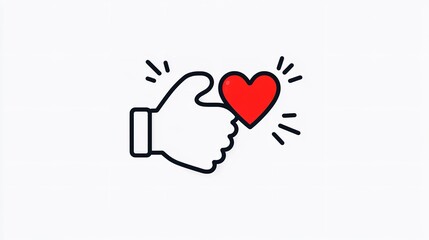 A thumbs up gesture with a heart symbol represents positivity and affection, commonly used in online conversations to convey support and happiness among users