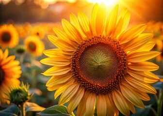 Fototapeta premium Vibrant Close-Up of a Warm-Colored Sunflower with Shallow Depth of Field