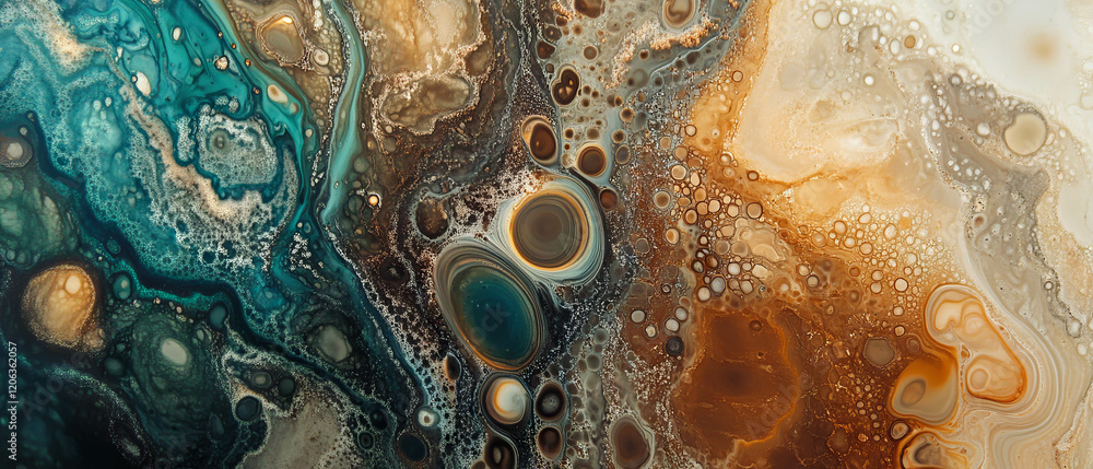 Poster multi-colored ink patterns create vibrant textures in abstract art design
