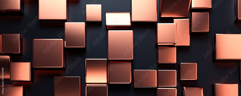 Aufkleber Copper cubes creating an abstract pattern on dark background