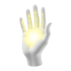 Obraz premium Detailed 3D Icon of Hand Holding Glowing Object for Creative Projects on Transparent Background
