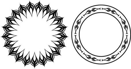 vector black and white decorative frames made of stylized elements, vintage