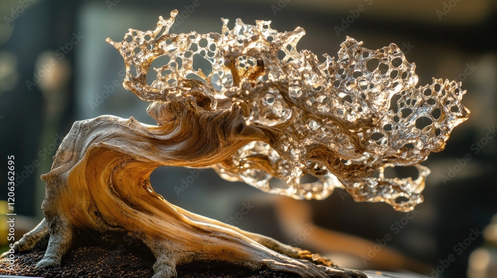 Poster intricate wood bonsai tree with unique branching pattern