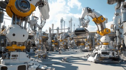 Futuristic Robotic Industrial Complex Automated Machinery