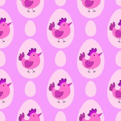 Easter chicken seamless birds pattern for wrapping paper and fabrics