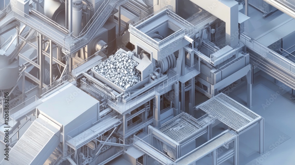 Poster industrial factory complex material processing system
