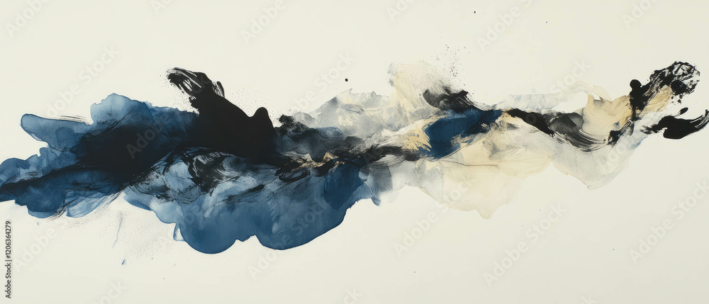 Aufkleber exploring negative space ink patterns with contrasting colors and defined shapes