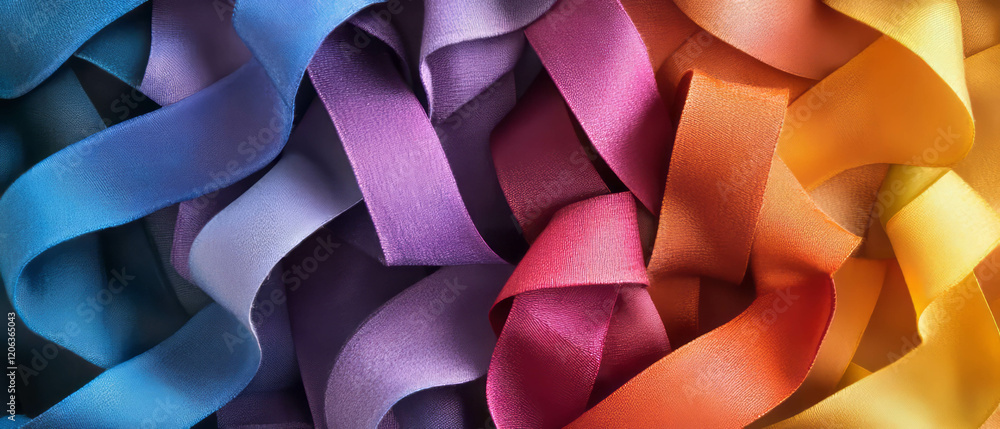 Aufkleber ombre ribbons showcasing vibrant color transitions in soft textures and smooth blending