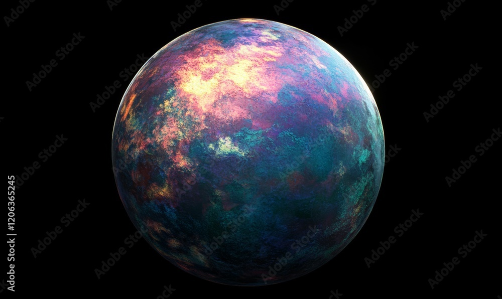 Sticker a shimmering, crystalline exoplanet with a dazzling array of colors and light reflecting off its sur