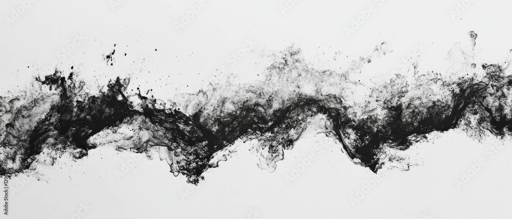 Poster organic black ink patterns create dynamic textures against a white backdrop