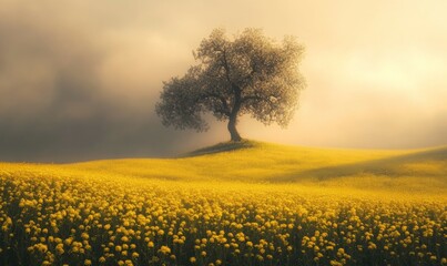 Canola (Rapeseed) flowers field on spring nature