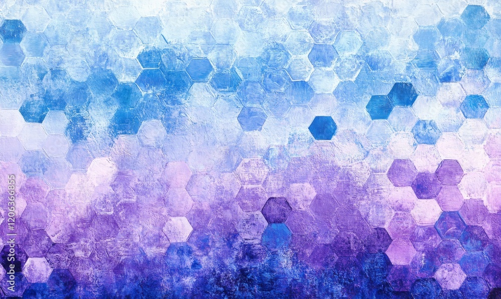 Poster abstract hexagon pattern with blue and purple gradient background