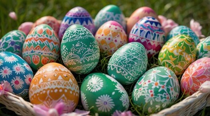 Colorful Easter eggs, decorated eggs, Easter, patterns, ornaments on eggs