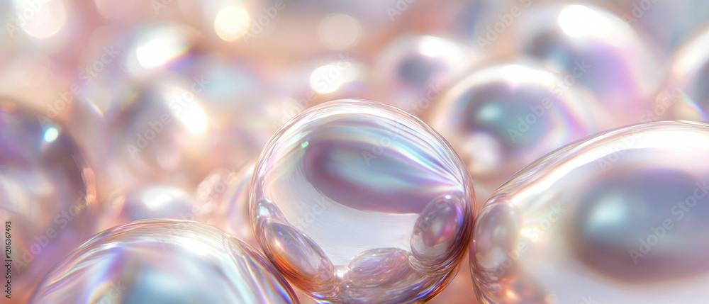 Poster beautiful pearls displaying iridescent luster and smooth texture in a close view