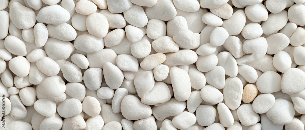 Poster smooth white pebbles create a calming texture on a serene surface