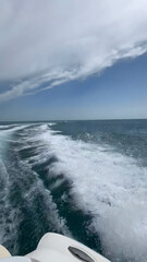 Sea Foam Trail Left by Speedboat on Waves