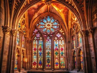 Obraz premium Vintage Photo: Batalha Monastery's Gothic Vitrage Window, Portugal