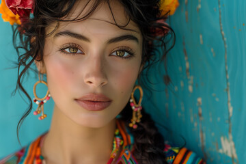 fashionable latina woman, trendy and stylish mexican latina woman in her late s with an authentic, informal vibe